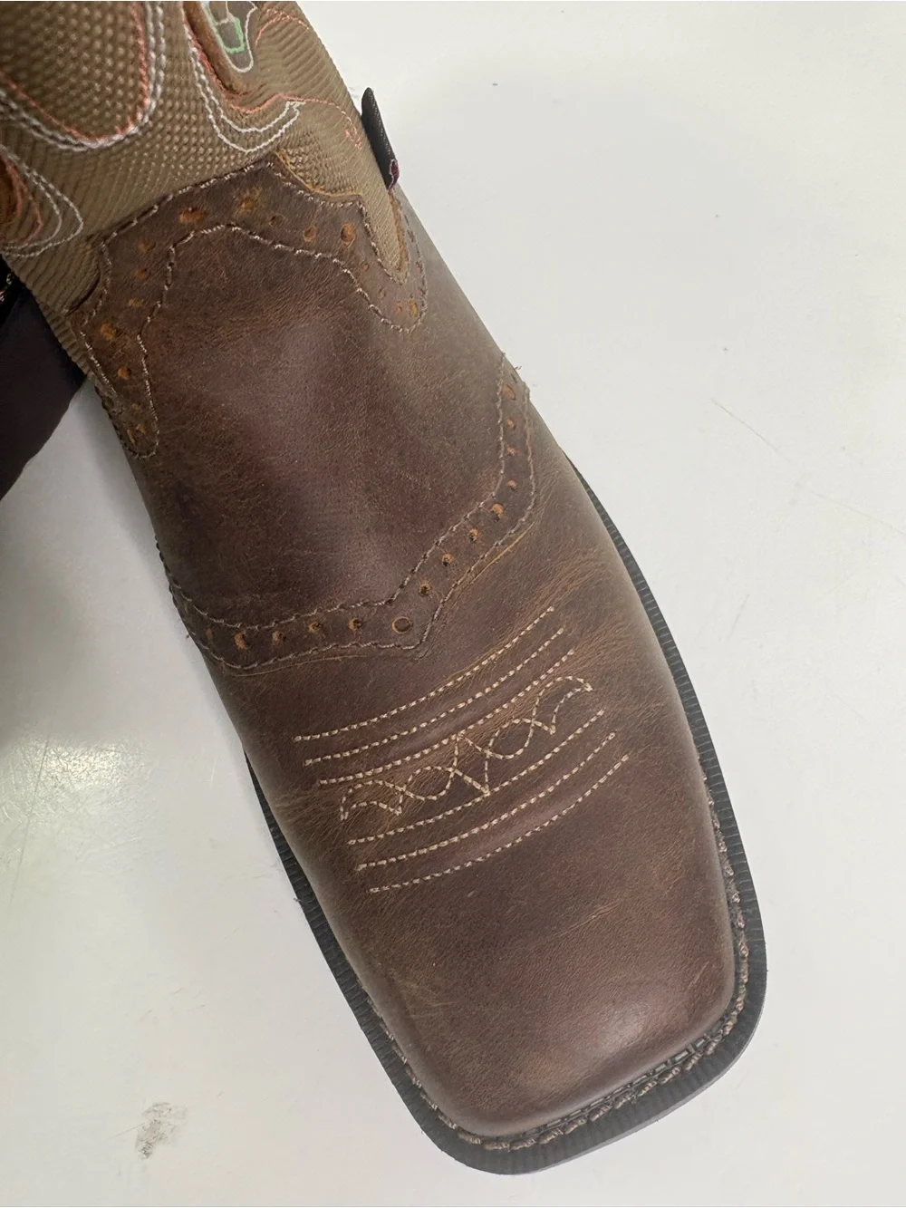 Justin Women’s Boots Brown Leather Western Boots with Teal Trim size 10